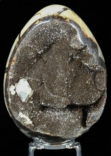 Septarian Dragon Egg Geode - Black Crystals #57433